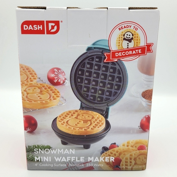 Dash Mini Waffle Maker Snowman Nonstick Blue Limited Edition Christmas Holiday - Picture 7 of 11